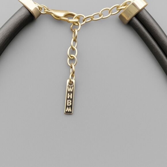 WHBM 30" Gold & Black Cord Necklace – Rhinestone Bands, Bold Statement - Picture 2 of 4